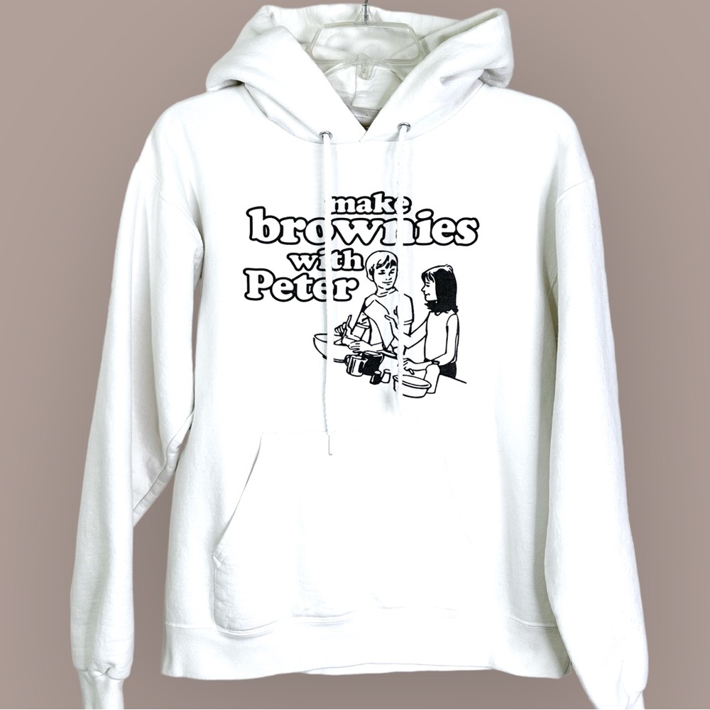 Vintage Make Brownies With Peter Graphic Hoodie {Hanes} Sweatshirt Unisex S